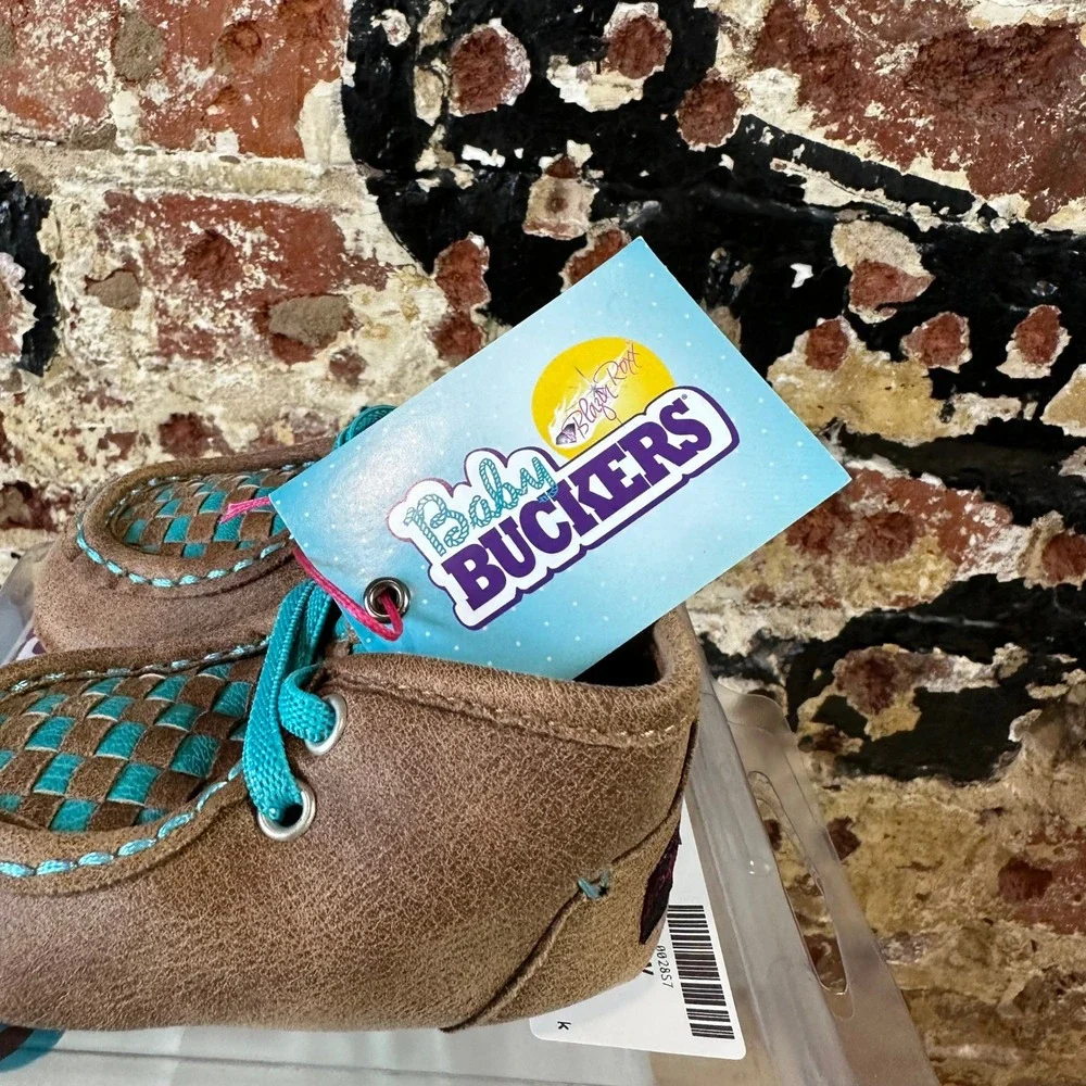 Baby Buckers Boys sz 3 Infant Brown Turquoise Western Cowboy Boots NEW